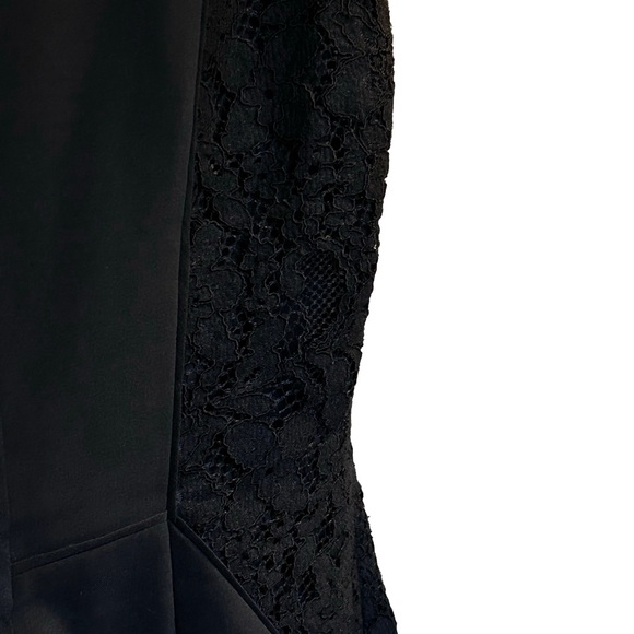 Rebecca Taylor Little Black Sheath Dress with Lace Side Panels Wool Blend Sz 10 - Picture 5 of 7